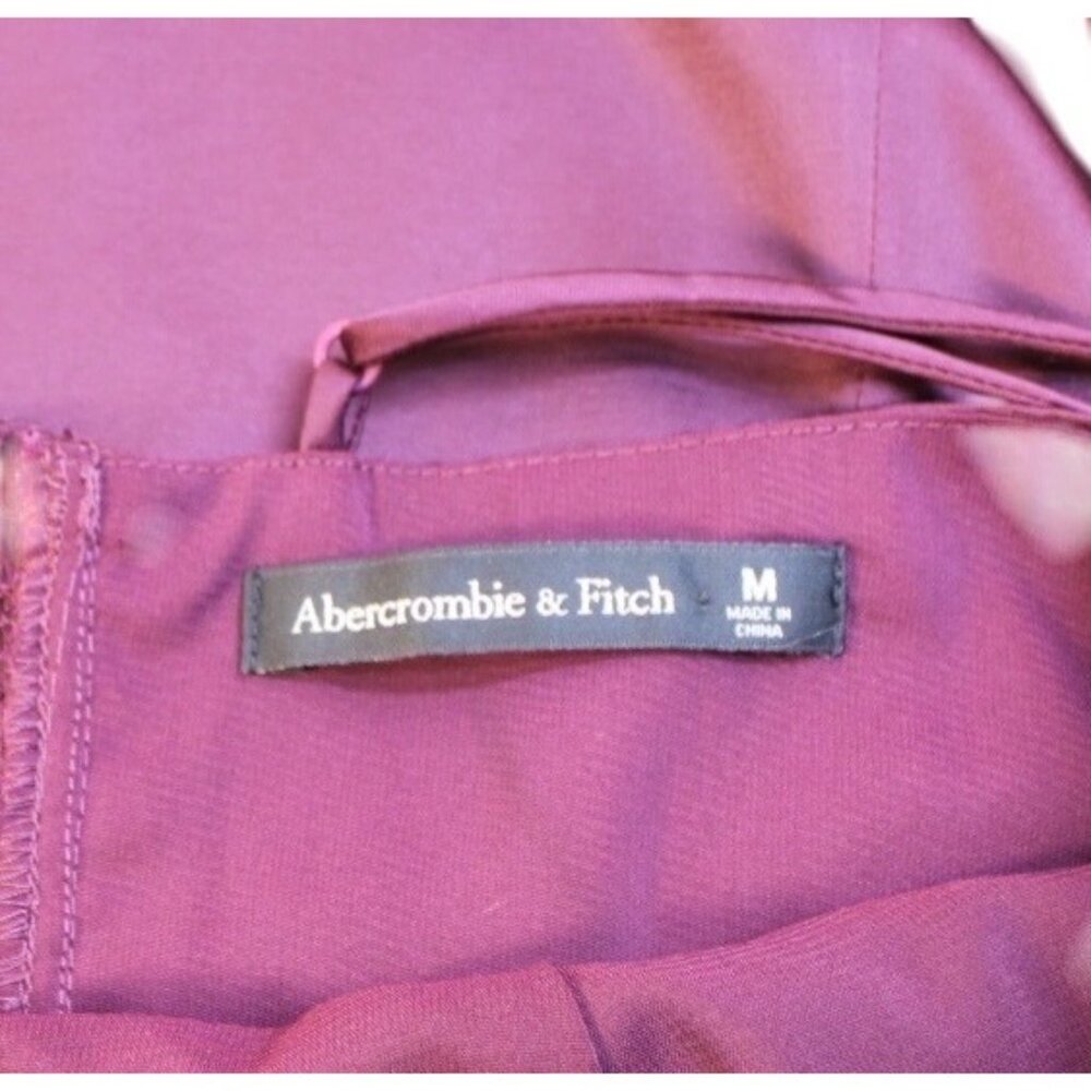 ABERCROMBIE & FITCH Camille Midi Slip Dress Burgundy Spaghetti Strap Slit Size M - Picture 7 of 10